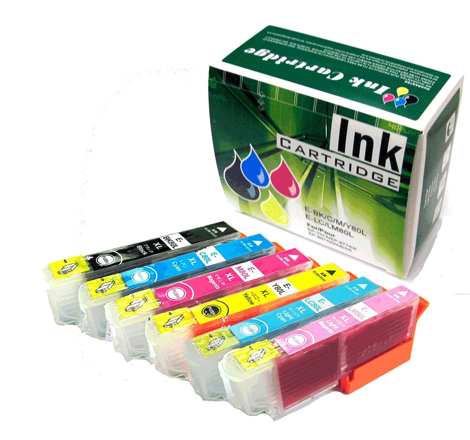 EPSON 高品質互換インクカートリッジ IC6CL80L 増量6色セット ICチップ付 残量表示機能対応 【送料無料】