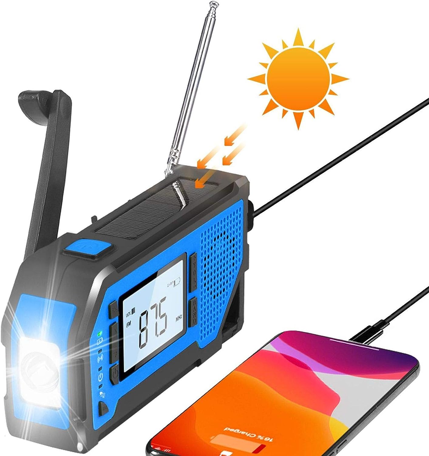 【非公開クーポン】 SINNKATEI USB＆手回し＆ソーラー充電 防災ラジオライト 【送料無料】