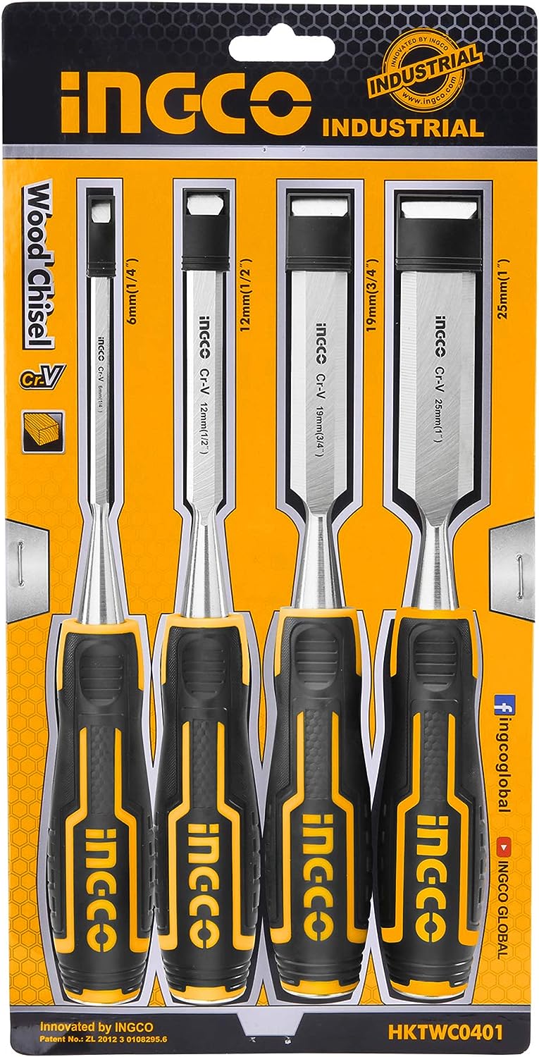 【非公開クーポン】【50％OFF+260円OFF】【489円】 INGCO 木工用ノミ 4本組 DIY工具