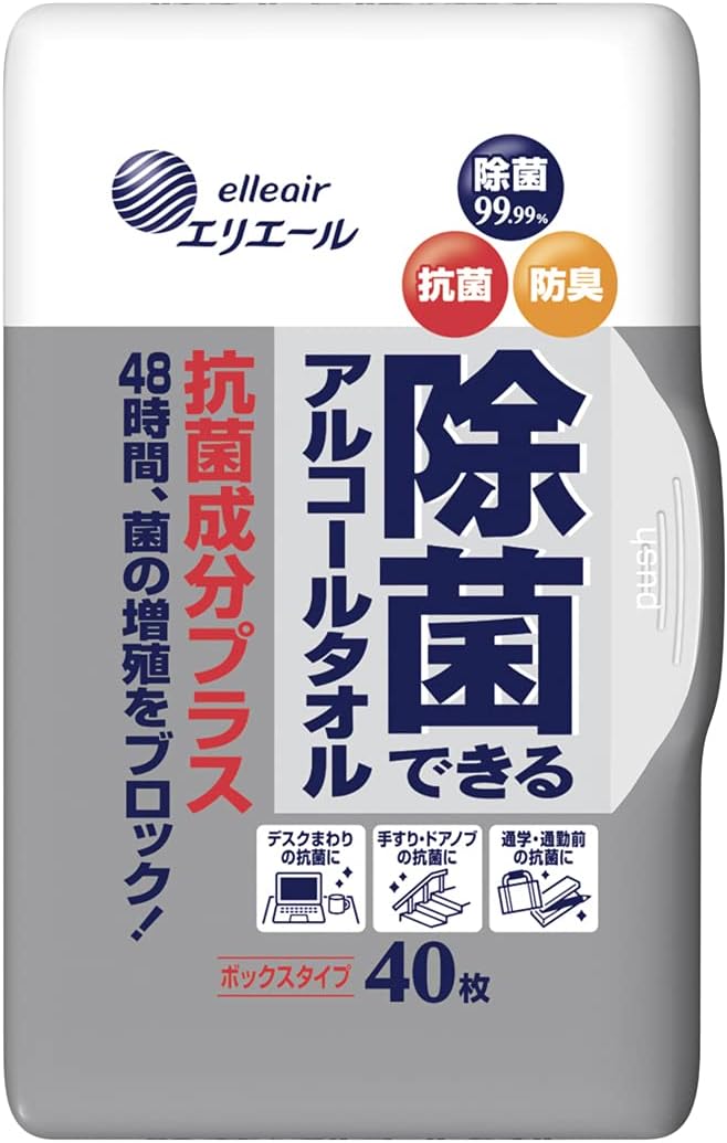 【安値継続中】【半額クーポン】【163円～181円】 エリエール 除菌できるアルコールタオル ボックス本体 40～42枚