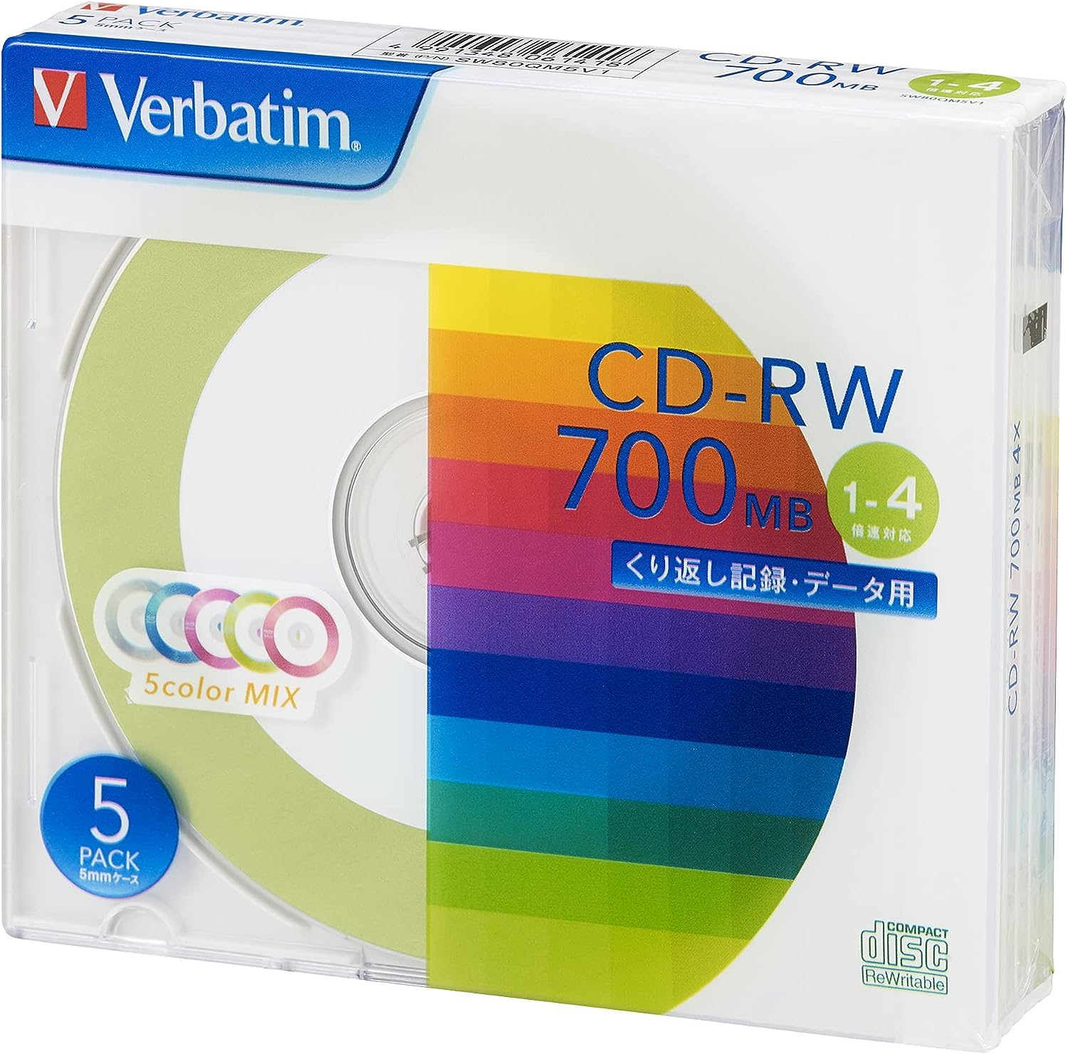 【327円】 Verbatim Japan くり返し記録用 CD-RW 700MB 5枚