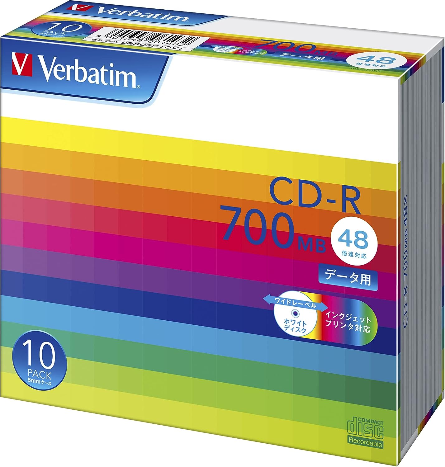 【55％OFF】【472円】 Verbatim Japan 1回記録用 CD-R ホワイトプリンタブル 48倍速 700MB 10枚