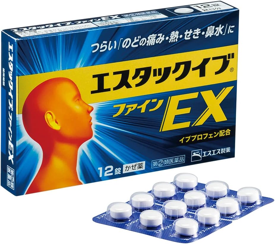 【クーポン割引】【57%OFF+20%OFF】【518円】 エスエス製薬 指定第2類医薬品 つらいのどの痛み・熱・せき・鼻水に エスタックイブファインEX 12錠