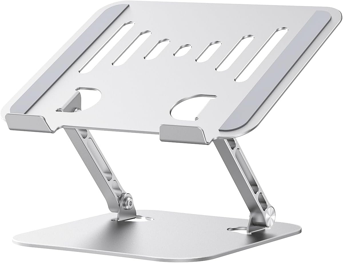 【クーポン割引】【1,943円】 JUANWE アルミニウム合金 折りたたみ式 無段階高さ&角度調整可能 ノートパソコンスタンド 【送料無料】