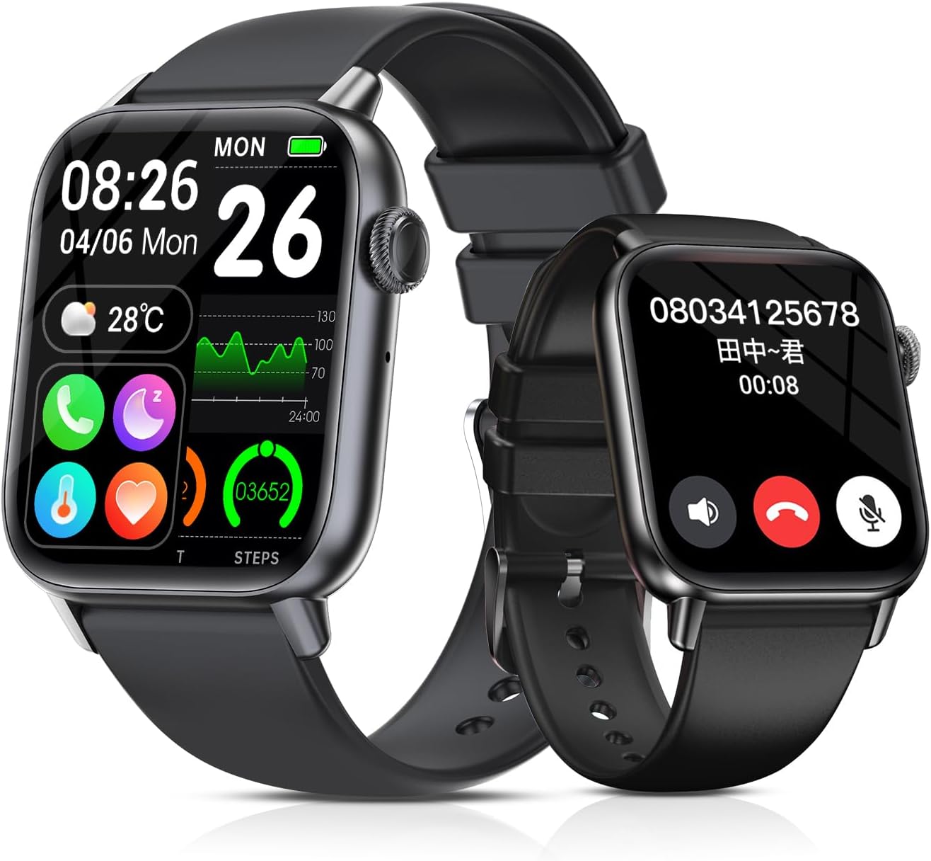 【クーポン割引】【2,206円】 Gnognauq Bluetooth5.3＆1.85曲面スクリーン 通話機能付き 60日待機 100種類運動モード 200+文字盤 IP68防水 スマートウォッチ 【送料無料】