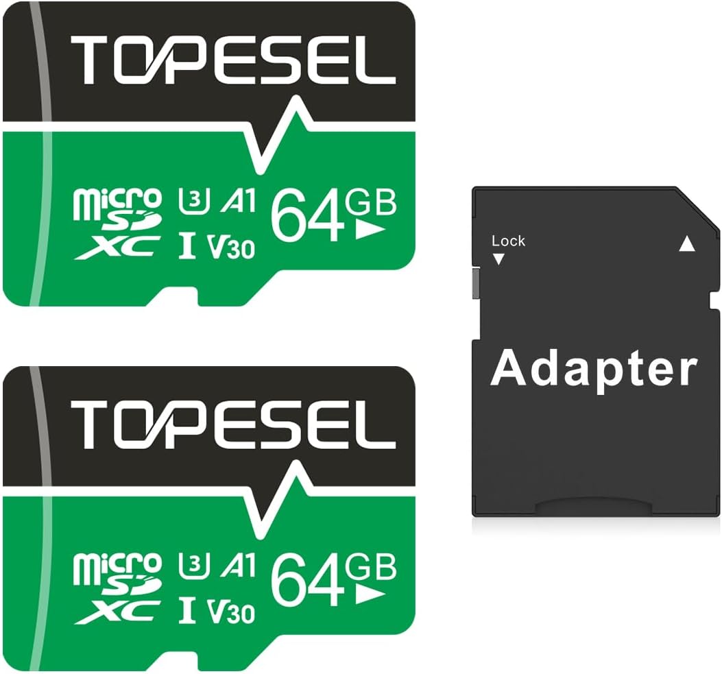 【タイムセール】【1,359円】 TOPESEL 超高速転送 microSDカード SDXC 64GB 2個セット SDアダプター付属