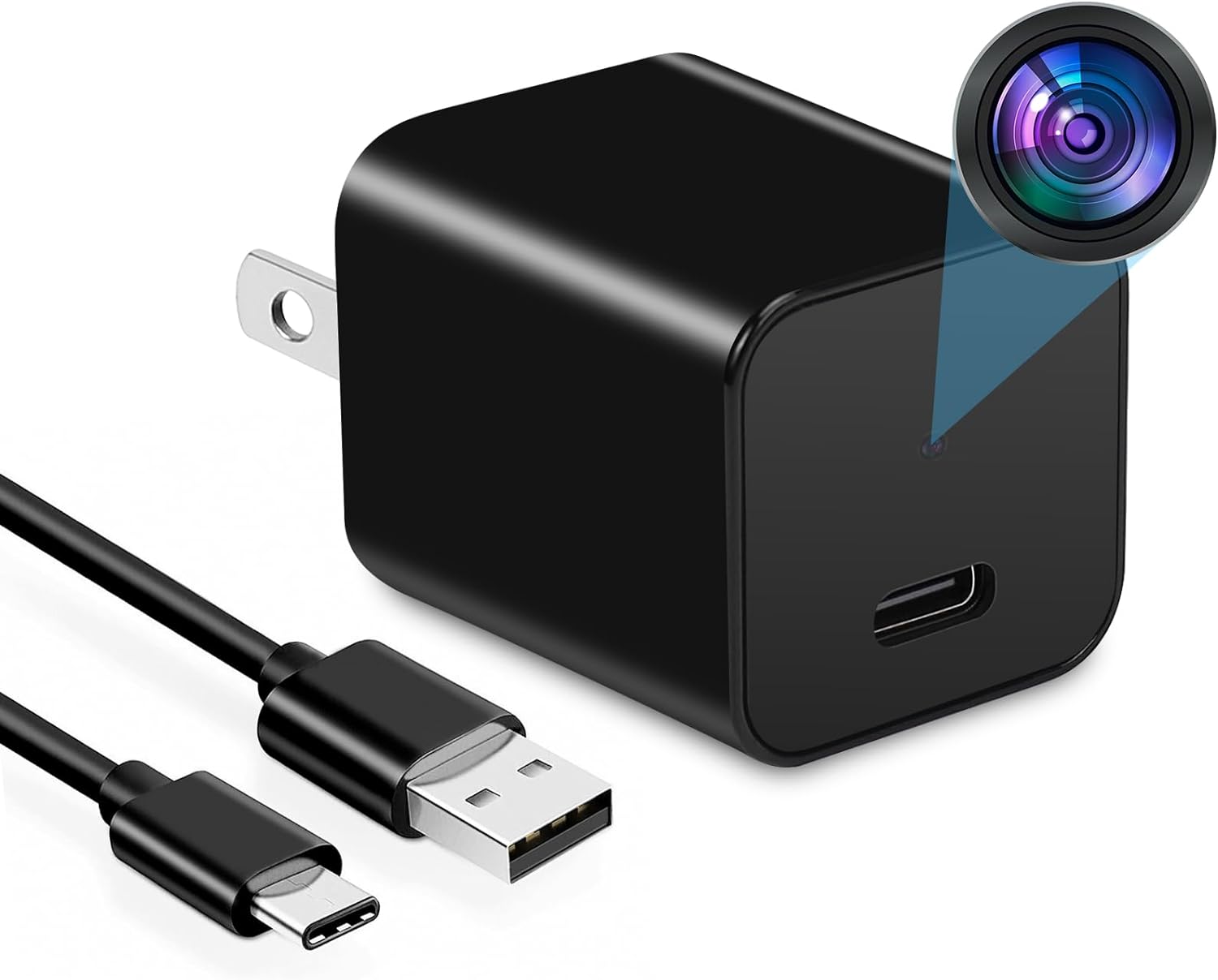 【60%OFF】【1,803円】 HidCam 1080P 動体検知 上書き録画 Type-C充電 USBアダプター型 小型カメラ 【送料無料】