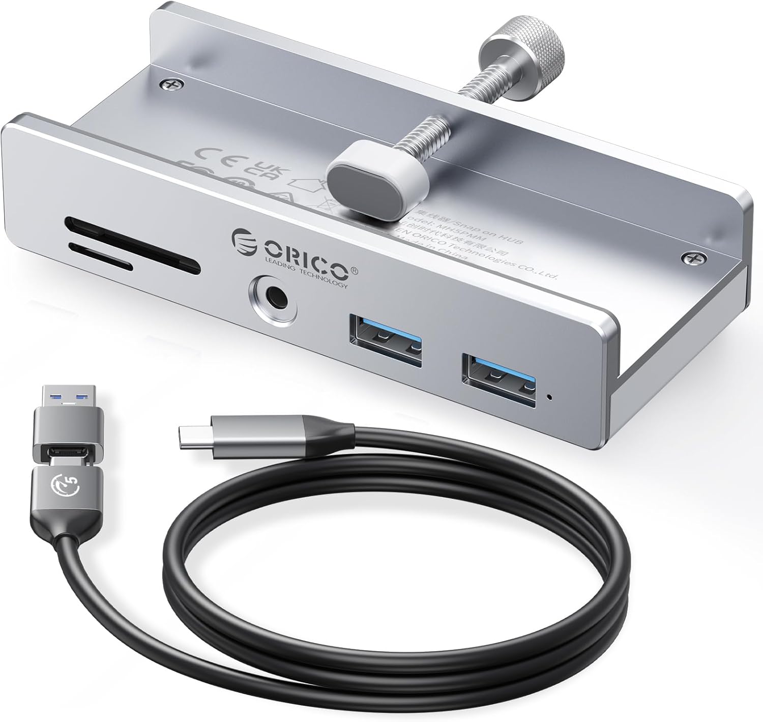 【25%OFF+15%OFF】【1,963円】 ORICO クランプ式 バスパワー/セルフパワー対応 1mケーブル付 5ポート USB-Cハブ