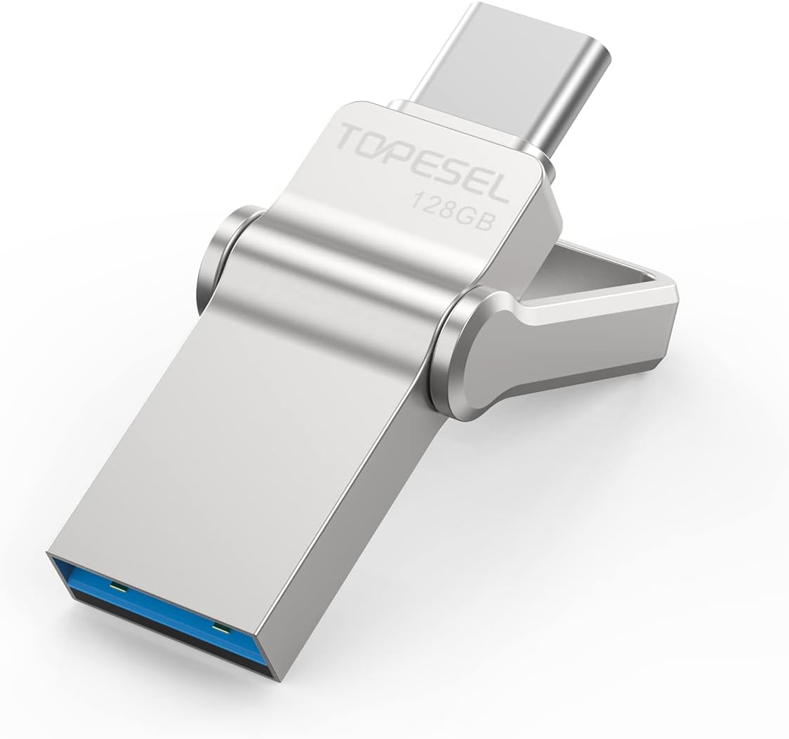 【タイムセール】【1,714円】 TOPESEL 亜鉛合金 2in1 Type-C+USB A USB3.1 GEN1 OTG デュアルUSBメモリ 128GB