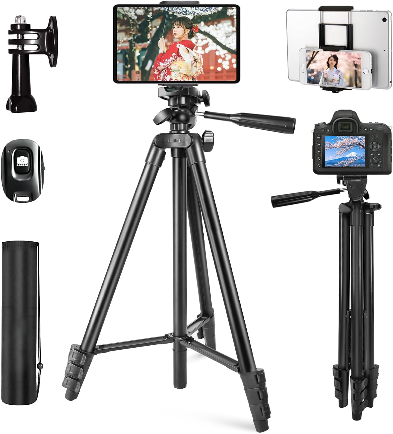 【40%OFF】【1,979円】 PEYOU 153cm 5段階伸縮 Bluetoothリモコン付属 カメラ スマホ 三脚