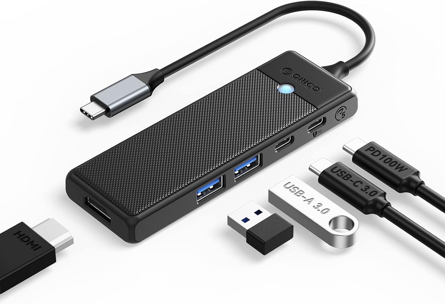 【30%OFF+10%OFF】【629円】 ORICO 5in1 USB3.0 マルチポート USB-C ハブ