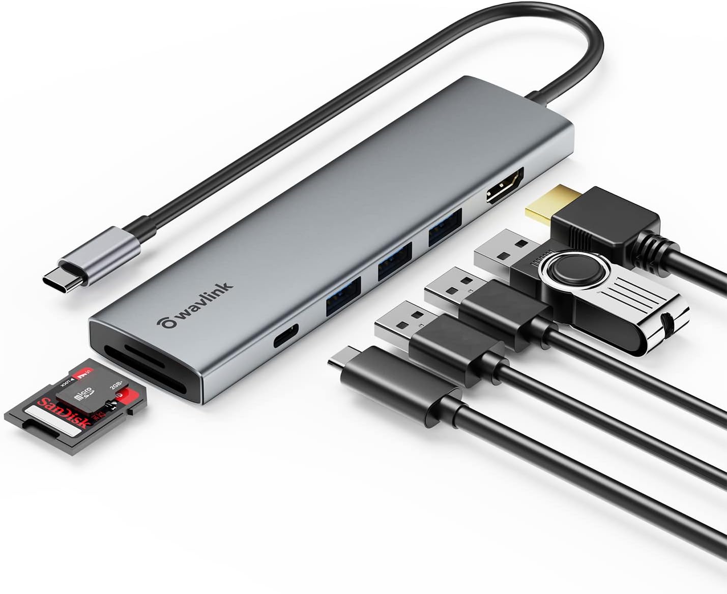 【50%OFF】【1,788円】 WAVLINK 7in1 USB C ハブ 100W急速PD充電 Type-Cマルチポートアダプター