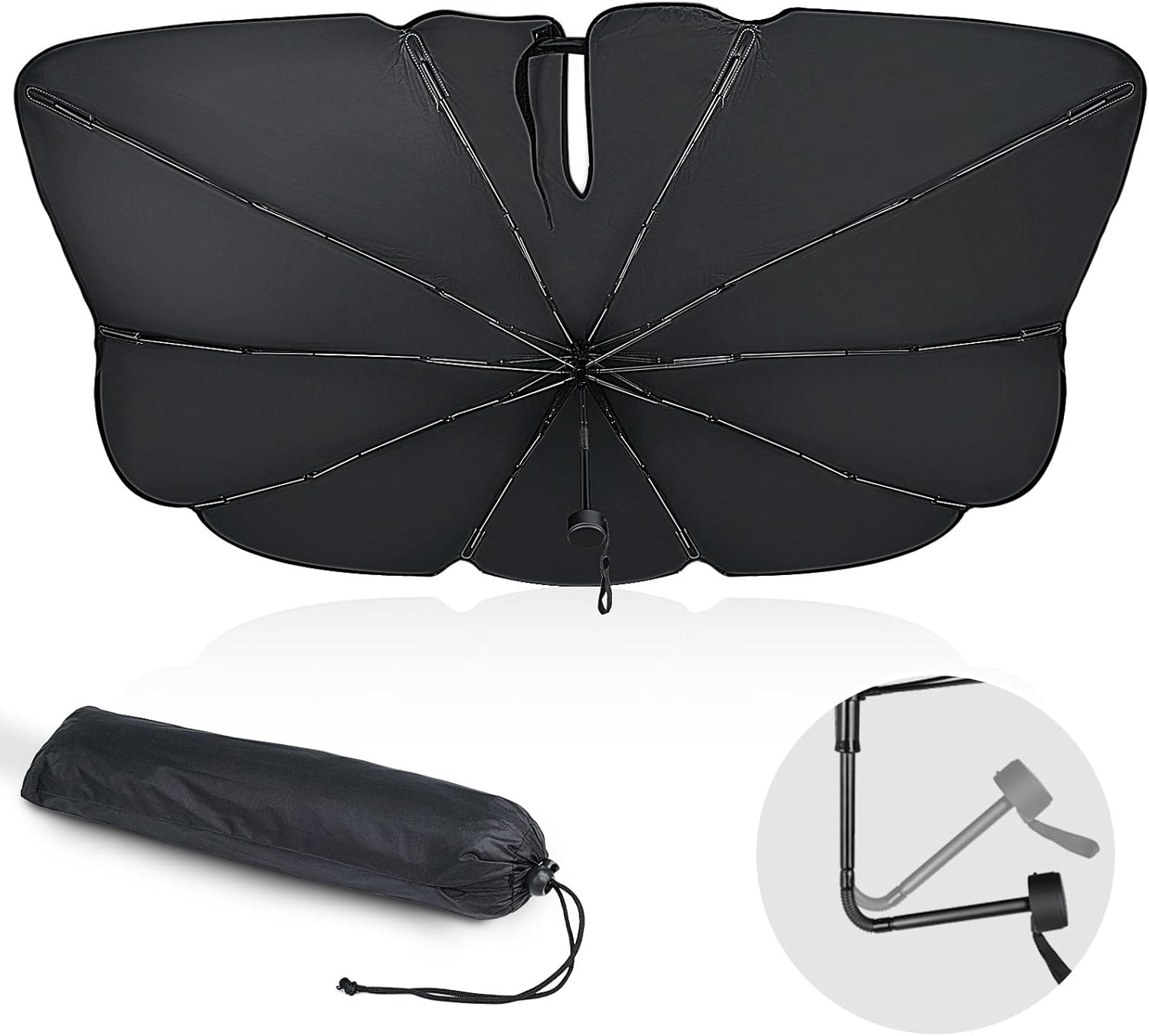 【47%OFF+40%OFF+ポイント5%】【実質1,034円】 Boleve 傘式 曲がる中棒 強化十本骨 UVカット 車用サンシェード