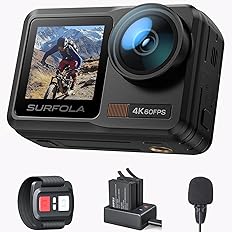 【40%OFF】【11,983円】 Surfola 4K 60FPS 防水10m WiFi搭載  バッテリー2個・外部マイク付き アクションカメラ 【送料無料】