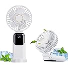 【50%OFF】【499円】 GOODNEW Type-C充電式 5000mAh 5枚羽根 5段階風量調節 手持ち 卓上 首掛け 最大16時間動作 デジタルディスプレイ 携帯扇風機