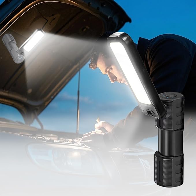 【50%OFF】【870円】 LETOUR LED USB充電式 強力COB 折り畳み式 マグネット付き 作業灯 ワークライト