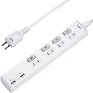 【50%OFF】【1,095円】 EXHEART AC×4 USB×2(高出力/最大3.4A) 可動式プラグ ホコリ防止シャッター スイッチタップ 1m