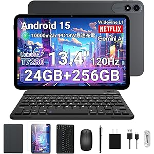 【ブラックフライデー】【28,499円】 TABWEE T60pro 13インチ Android15 タブレット キーボード/マウス/タッチペン/フィルム/専用ケース付き 【送料無料】