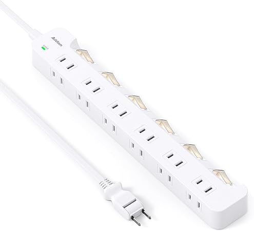 【67%OFF】【999円】 Addtam 12個口 雷ガード 個別スイッチ 180°スイングプラグ 電源タップ 5m