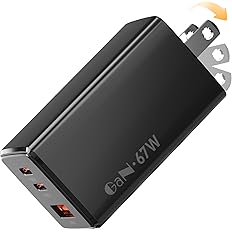 【タイムセール】【999円】 hansang 67W 急速充電 USB-C×2+USB A 3ポートGaN(窒化ガリウム) 折りたたみ式プラグ PD3.0 QC3.0 PPS/SCP Type-C充電器