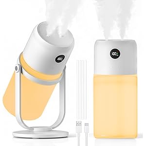 【スマイルSale】【37%OFF+45%OFF+ポイント40%】【実質289円】 YOVANO USB充電式 ダブル噴霧 25dB静音 300ml大容量 360°角度調整 LCD残量表示 超音波式加湿器