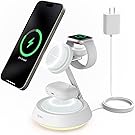 【70%OFF】【1,194円】 SODI 3in1 マグネット式 夜間ライトスタンド付き ワイヤレス充電器 20Wアダプター付属 【送料無料】