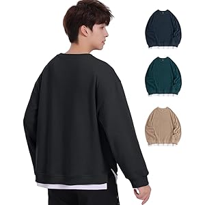 【70%OFF】【999円】 HOTIAN メンズ レイヤード 裾スリット 長袖 トレーナー