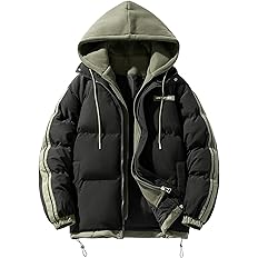 【60%OFF+ポイント10%】【実質1,799円】 Kayiyasu メンズ 重ね着風 フード付き ダウンジャケット