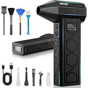 【50%OFF】【1,280円】 HSTOP USB-C充電式 超強力180000RPM高速回転 10000mAh 4段階風量調整 補助照明付き 電動ブロアー エアダスター