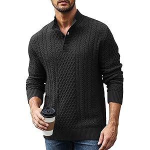 【60%OFF】【999円】 Adigaber メンズ ハーフボタン 綿ニットセーター